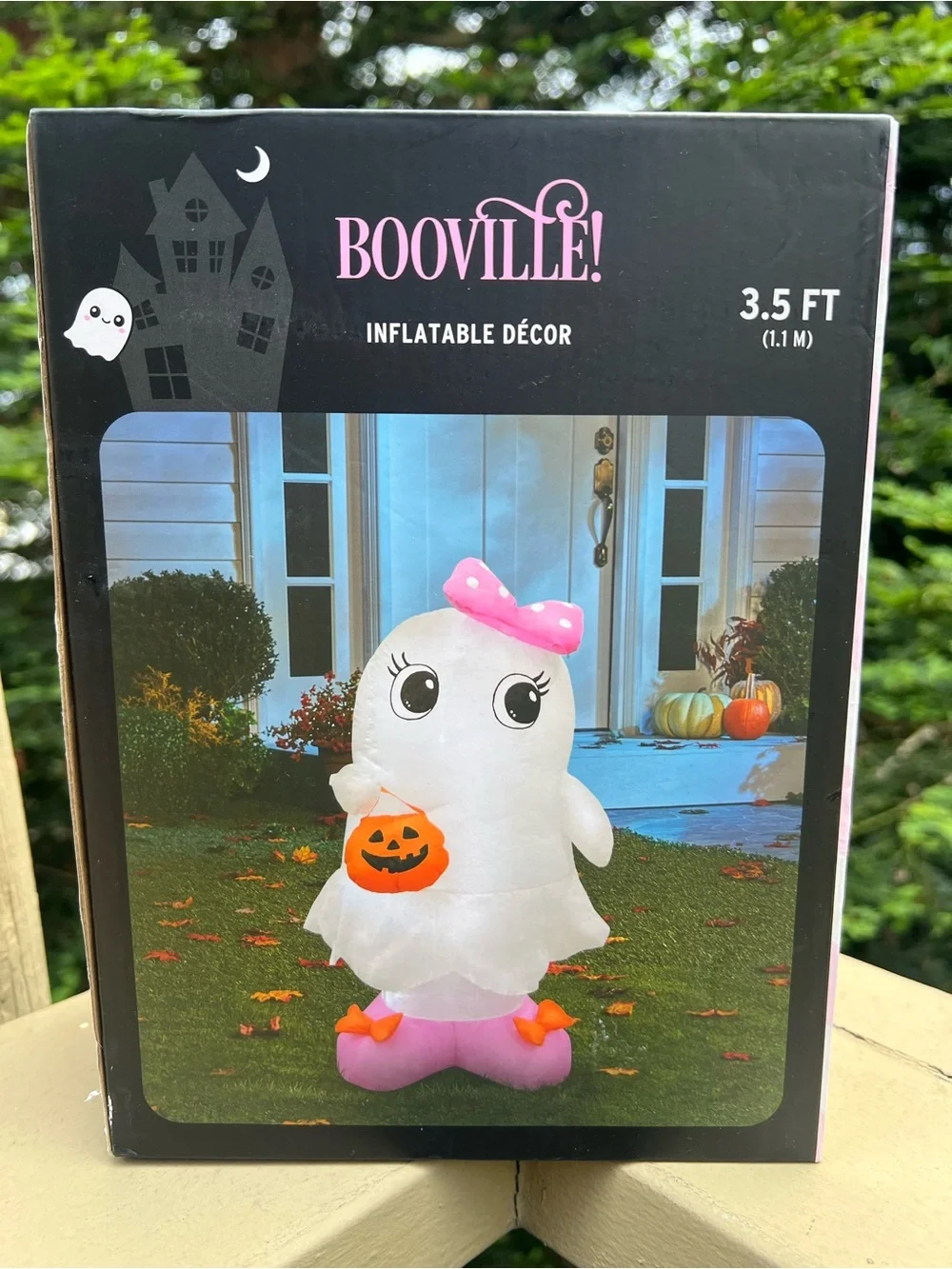 HALLOWEEN GHOST GIRL w/PINK BOW INFLATABLE DECOR